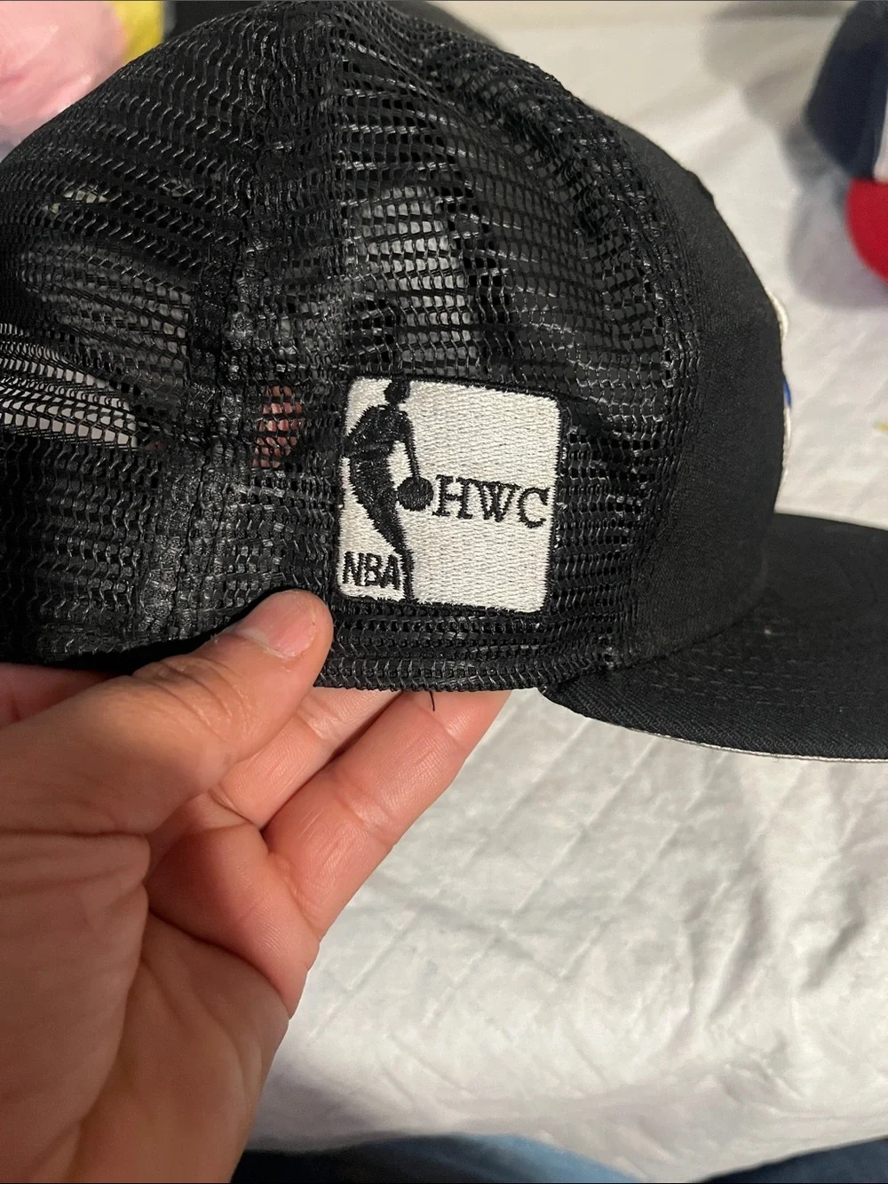 NBA Black Snapback Hat with Blue & White Flame Logo